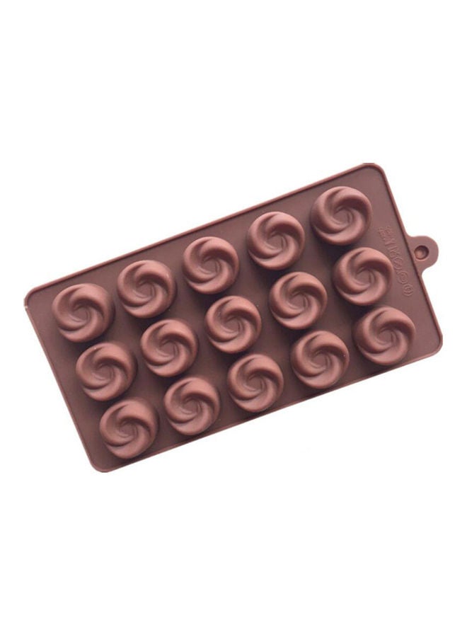 قالب صنع الشوكولاتة بتصميم زهور ثلاثية الأبعاد مكون من 15 تجويفا بني 21x10.5x1.9سم - Image 1