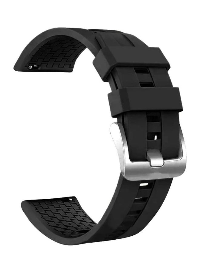 HuHa Sports Silicone Replacement Band For Amazfit BIP Lite Watch Black/Silver  - Image 1