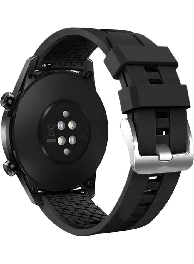 HuHa Sports Silicone Replacement Band For Amazfit BIP Lite Watch Black/Silver  - Image 3