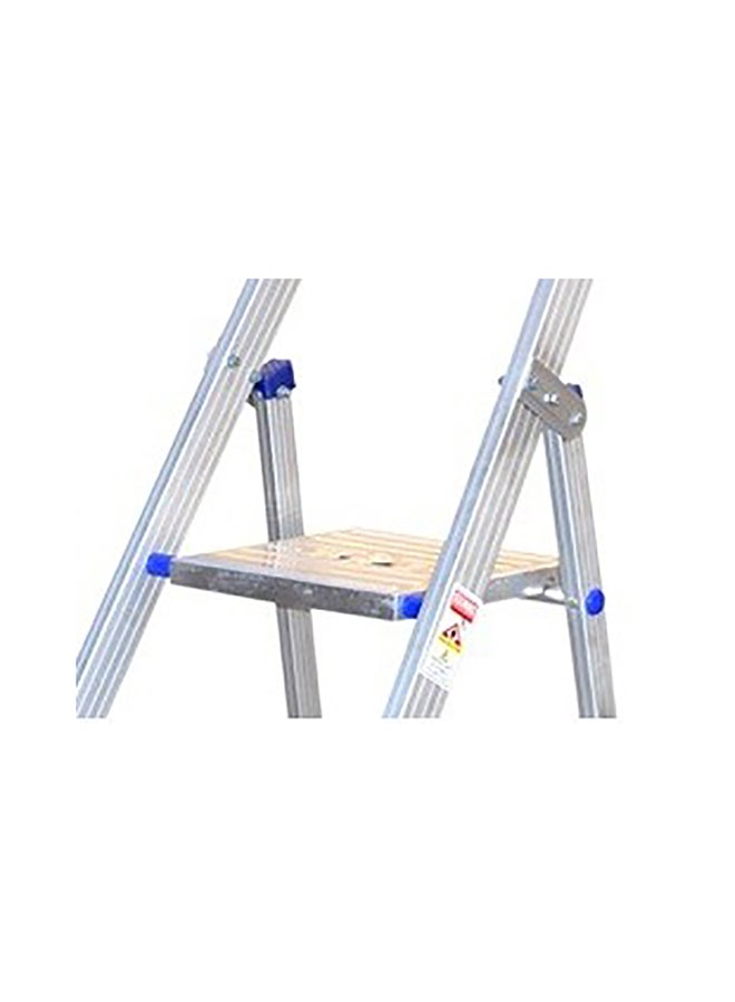 Foldable Aluminum Ladder With Platform 3 Steps Silver 130cm - Image 2