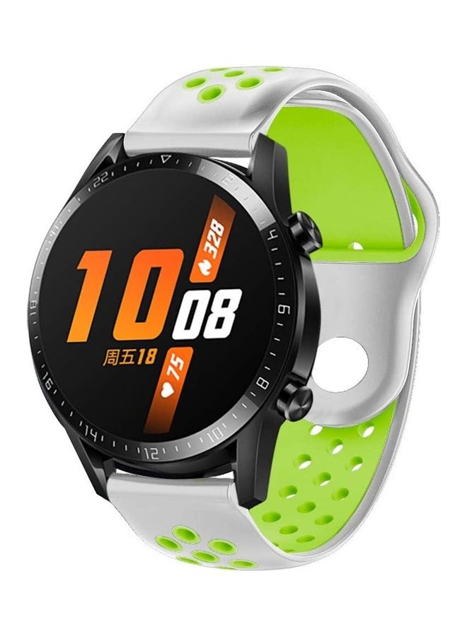 HuHa Silicone Dotted Replacement Band For Garmin Watch Vivo Move HR White/Green - Image 3