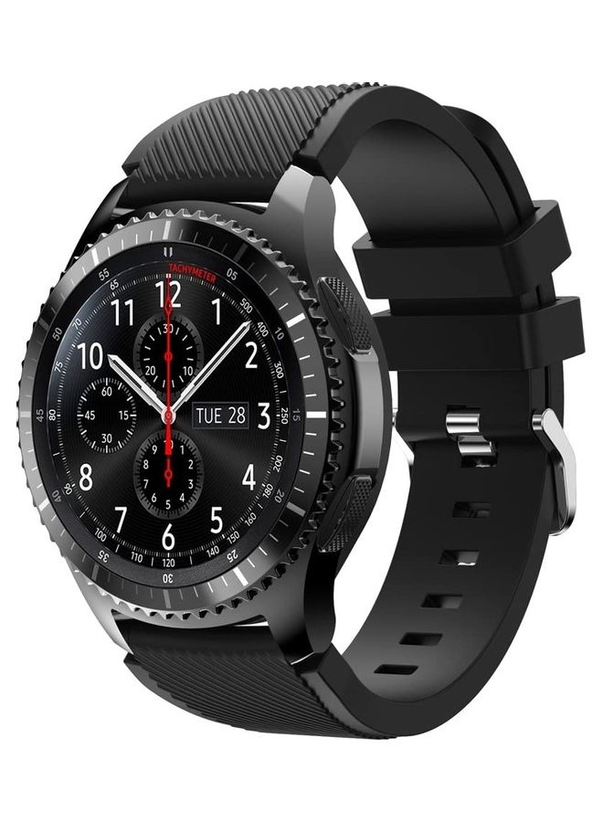 HuHa Sports Silicone Replacement Band For Samsung Gear S3 Watch Black - Image 2