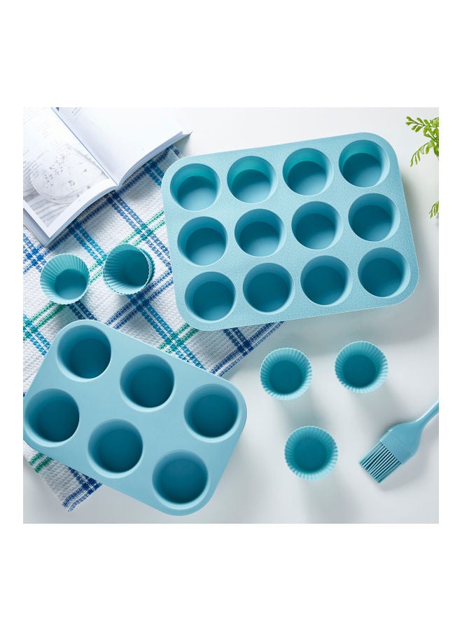 هوم بوكس مجموعة من 6 قوالب قابلة للطي من السيليكون لصنع المافن أزرق 7x3سم - Image 5