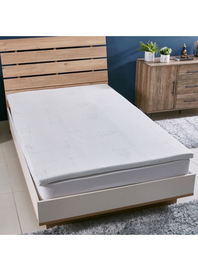 Home Box Aloe Vera Cool Gel Infused Memory Foam Twin Mattress Topper Polyester Blue 120cm  - Image 1