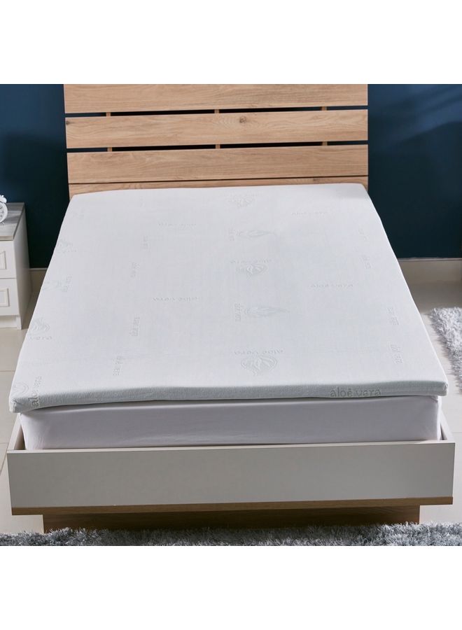 Home Box Aloe Vera Cool Gel Infused Memory Foam Twin Mattress Topper Polyester Blue 120cm  - Image 2