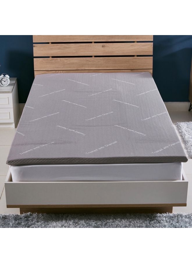 Home Box - Innate Charcoal Infused Memory Foam Twin Mattress Topper Polyester Grey 200x120cm - Image 1