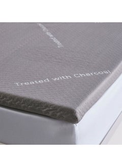 Home Box Innate Charcoal Infused Memory Foam Twin Mattress Topper Polyester Grey 200x120cm  - Image 3