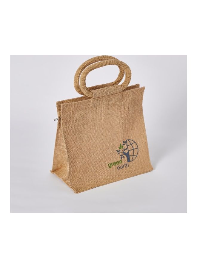 Home Box Go Green Lunch Bag With Zipper Brown 25x25cm  - Image 2