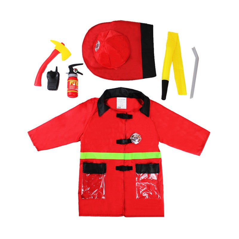 SBC 8-Piece Firefighter Fireman Role Play Dress Up Set - Image 1