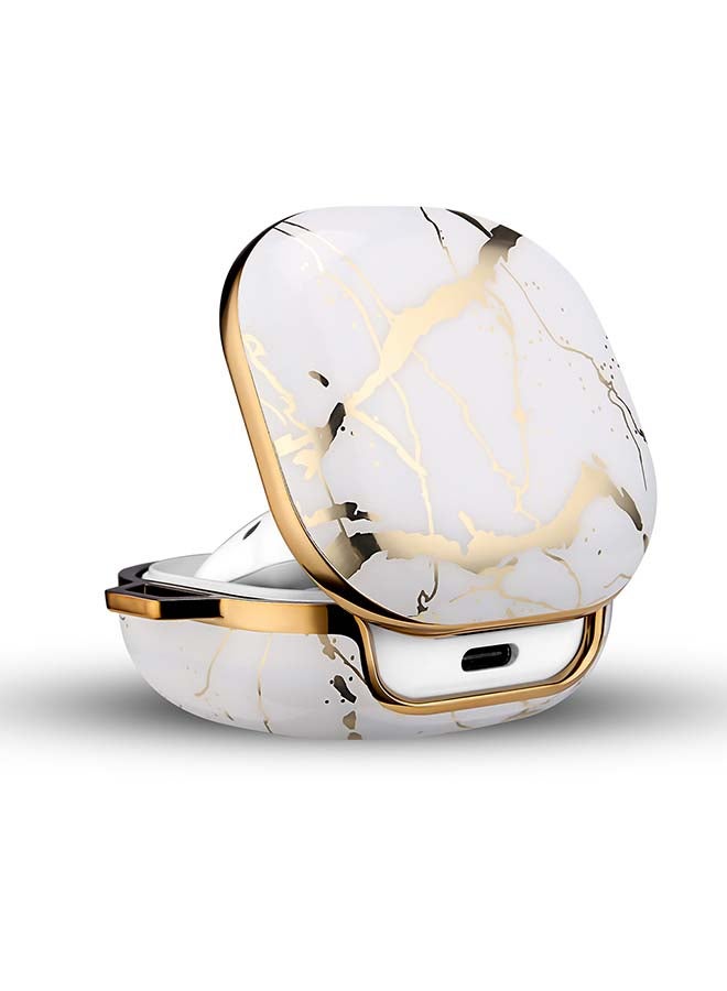 أو أوزون غطاء حماية واق لسماعات جالاكسي بادز برو مع خطاف لسلسلة المفاتيح أبيض/ذهبي - Image 2