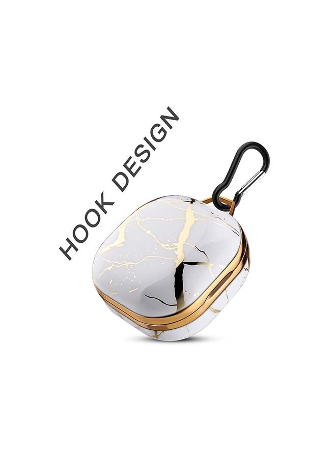 أو أوزون غطاء حماية واق لسماعات جالاكسي بادز برو مع خطاف لسلسلة المفاتيح أبيض/ذهبي - Image 4