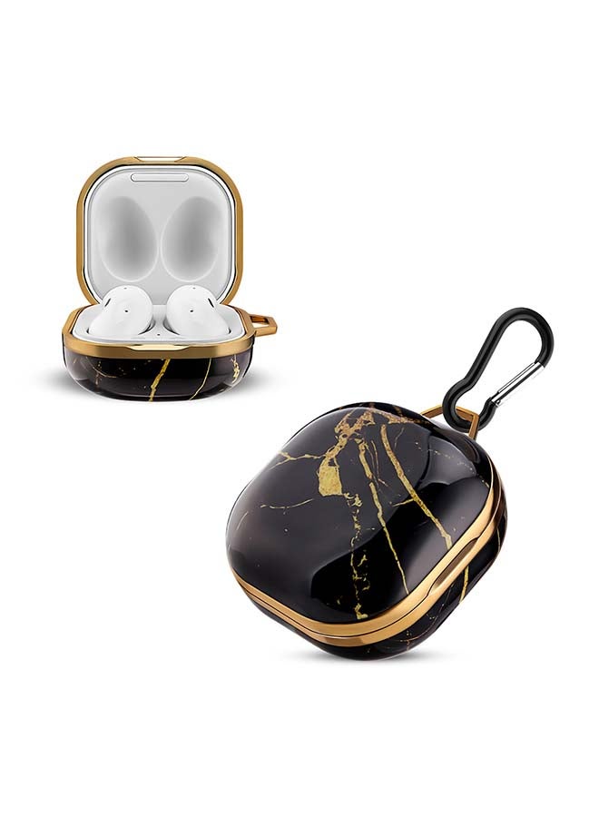 أو أوزون غطاء حماية واق لسماعات جالاكسي بادز برو مع خطاف لسلسلة المفاتيح ذهبي، أسود - Image 1