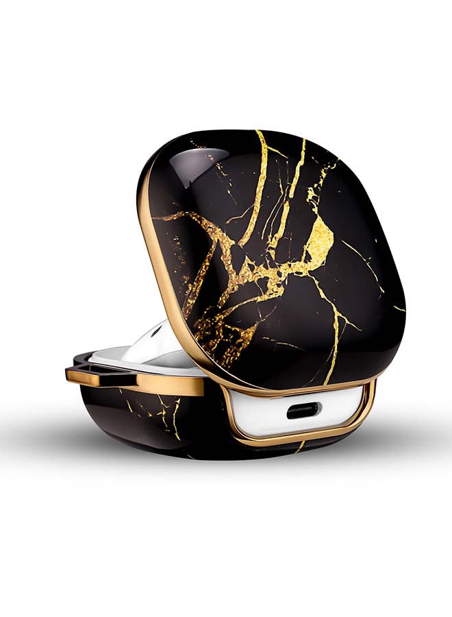 أو أوزون غطاء حماية واق لسماعات جالاكسي بادز برو مع خطاف لسلسلة المفاتيح ذهبي، أسود - Image 2