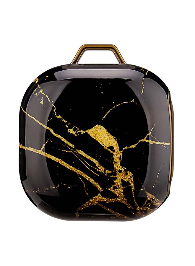 أو أوزون غطاء حماية واق لسماعات جالاكسي بادز برو مع خطاف لسلسلة المفاتيح ذهبي، أسود - Image 3