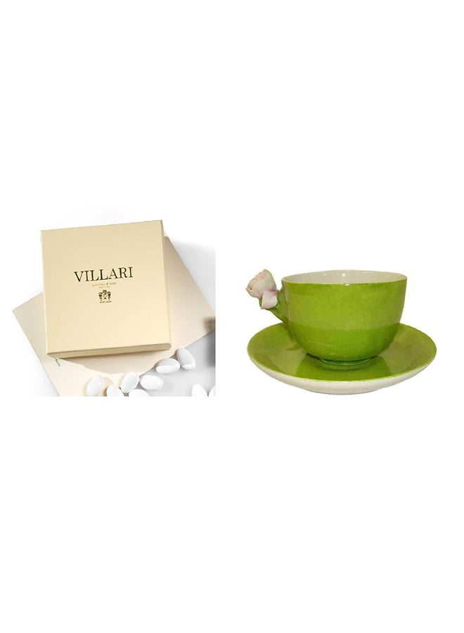 2-Piece Tea Cup And Saucer Set Green 200ml - Image 2