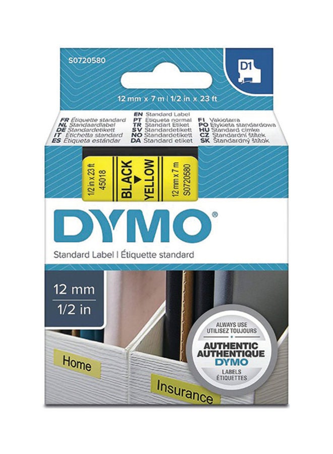 Dymo Standard Labeling Tape Yellow/Black  - Image 1