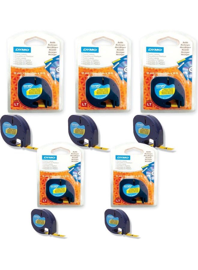 دايمو صانع ملصقات بلاستيكية ليتر تاج من 5 قطع أصفر/أسود - Image 1