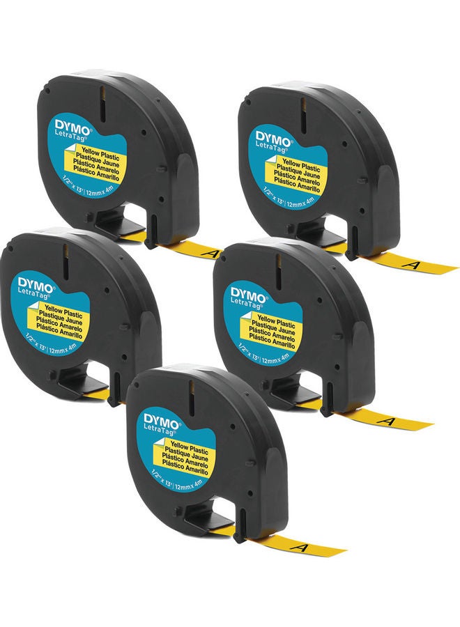 دايمو صانع ملصقات بلاستيكية ليتر تاج من 5 قطع أصفر/أسود - Image 2