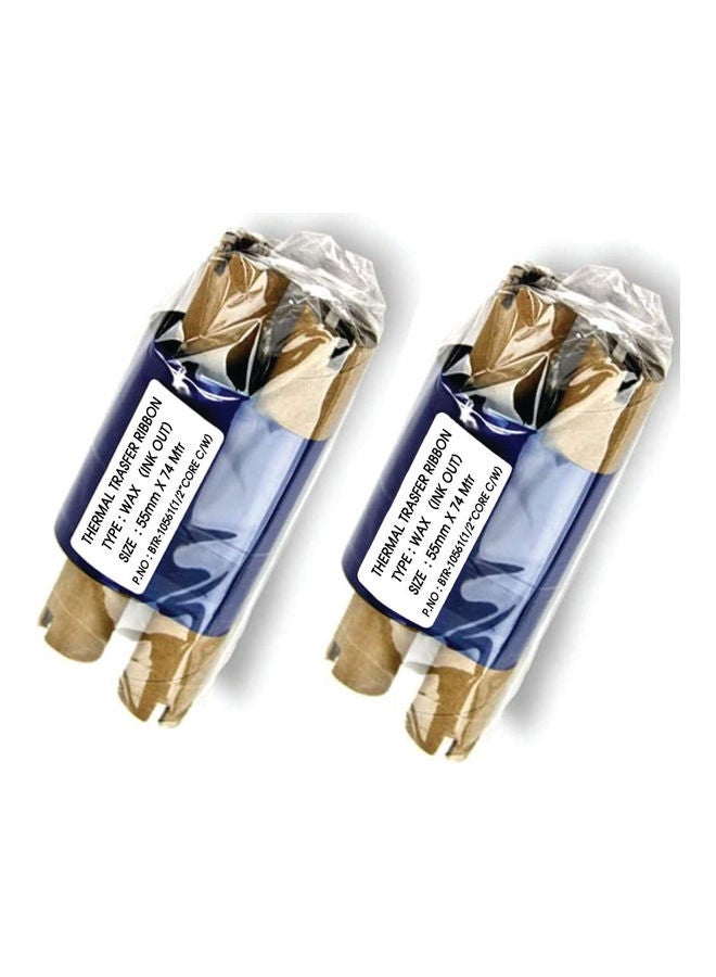 أوفيس ميكر قطعتان من شريط شمع للنقل الحراري لطابعة زيبرا إلترون داتاماكس GC420T/GK888T/GX420T بني/أسود  - Image 1