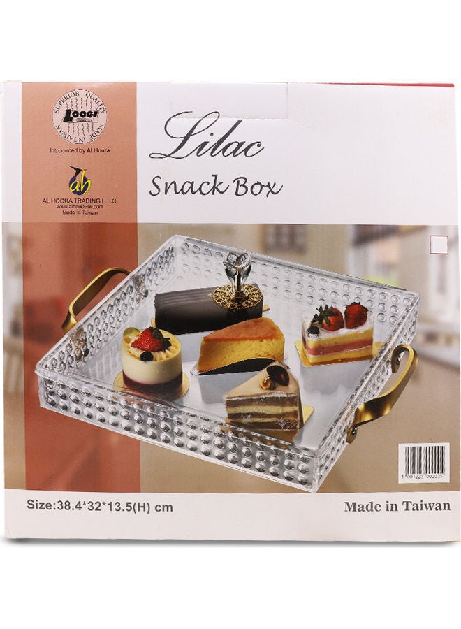 Al Hoora Square Acrylic Serving Tray With Handle Clear 38.5X32X13.5cm - Image 5