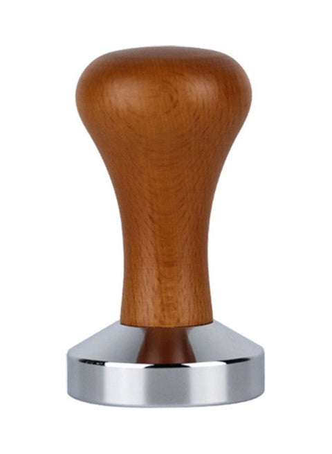 Stainless Steel Coffee Tamper Flat With Wooden Handle Brown 51ml