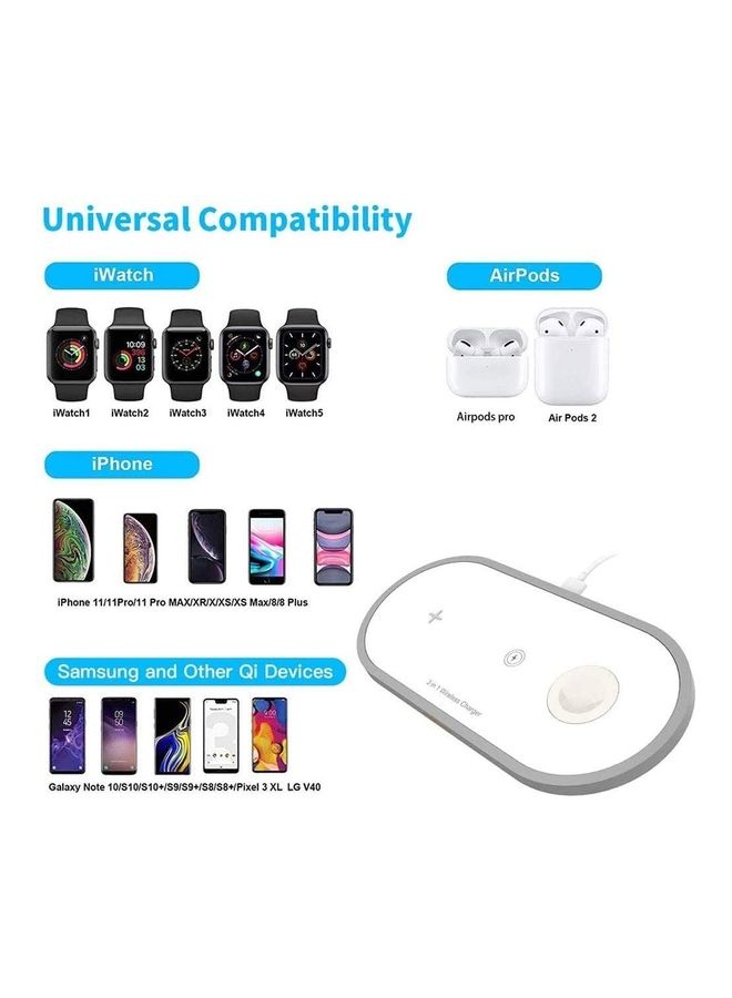 3 in 1 Wireless Charging Pad White
