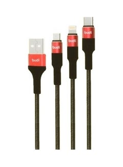 budi 3 In 1 Charge Cable Black  - Image 2
