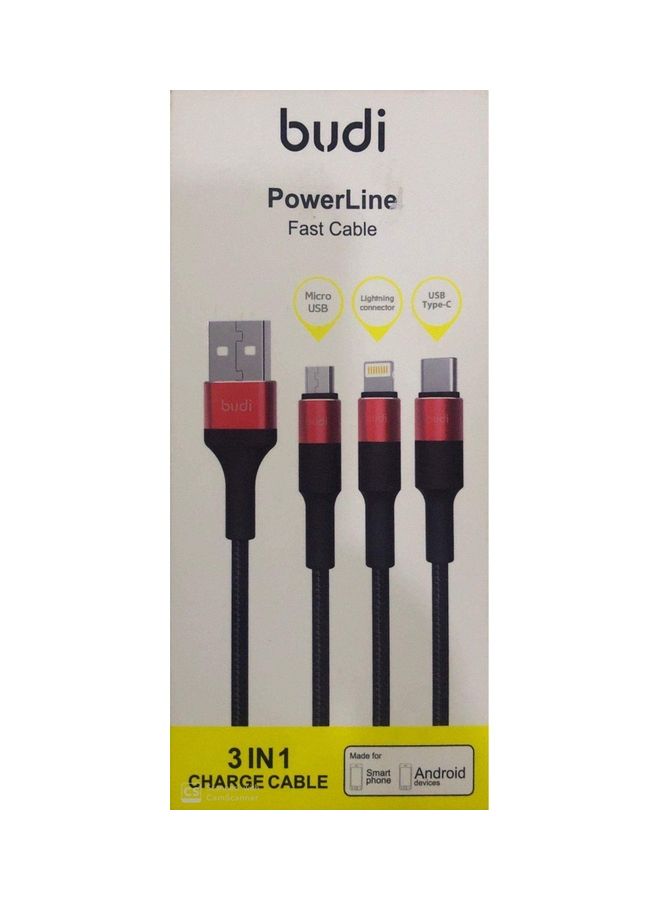 بودي كابل شحن 3 في 1 أسود - Image 3