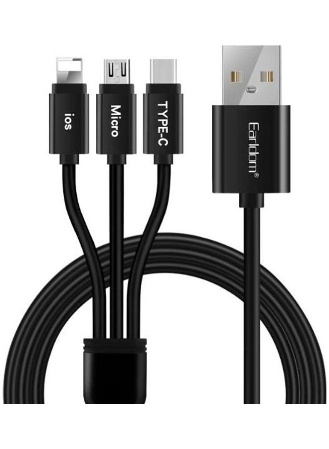 Earldom EC-IMC015 3 In 1 Metal Data Cable Black