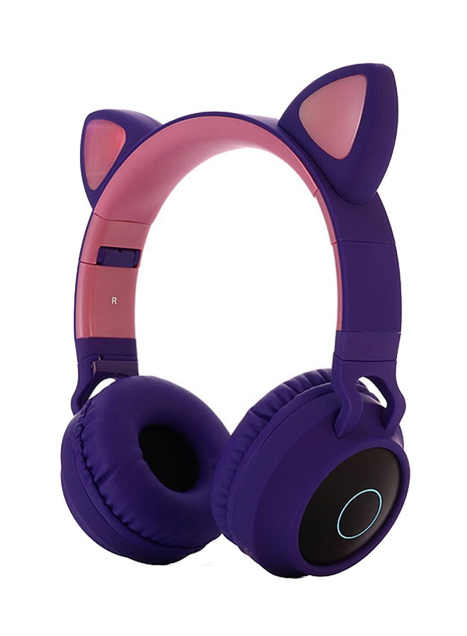 Arabest Cat Ear Design Over-Ear Bluetooth Headphones Purple - Image 1