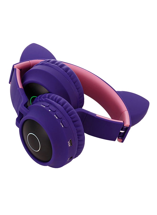 Arabest Cat Ear Design Over-Ear Bluetooth Headphones Purple - Image 2