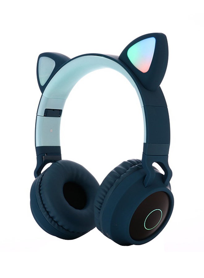 عربست سماعة رأس بلوتوث بتصميم يغطي الأذن على شكل أذن قطة أزرق - Image 1