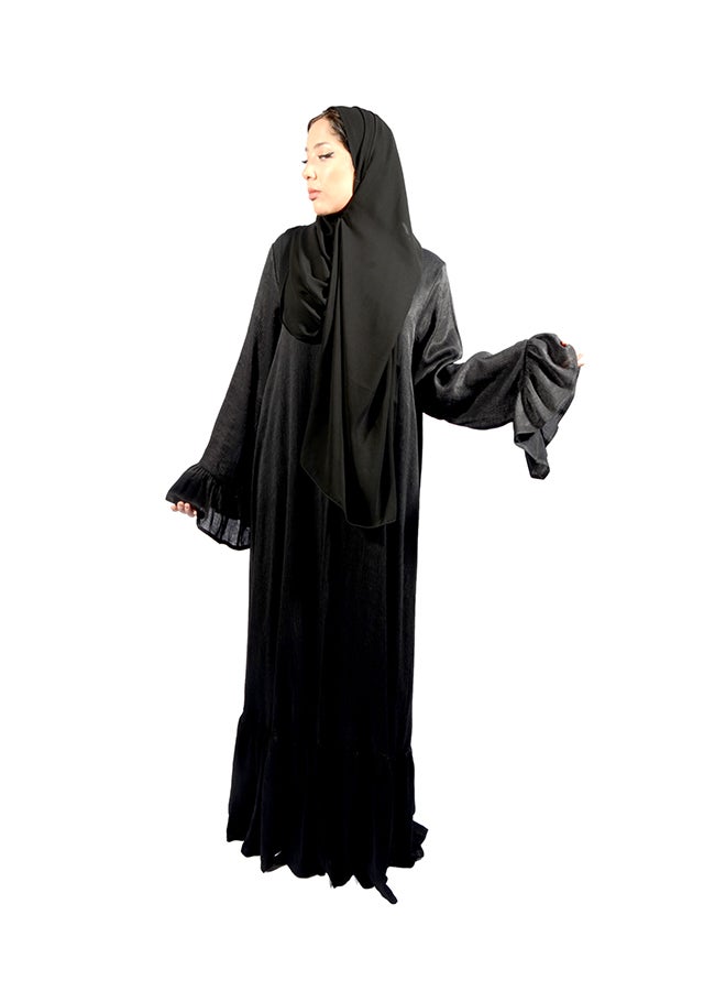 عباية بأكمام جرسيّة أسود - Image 1
