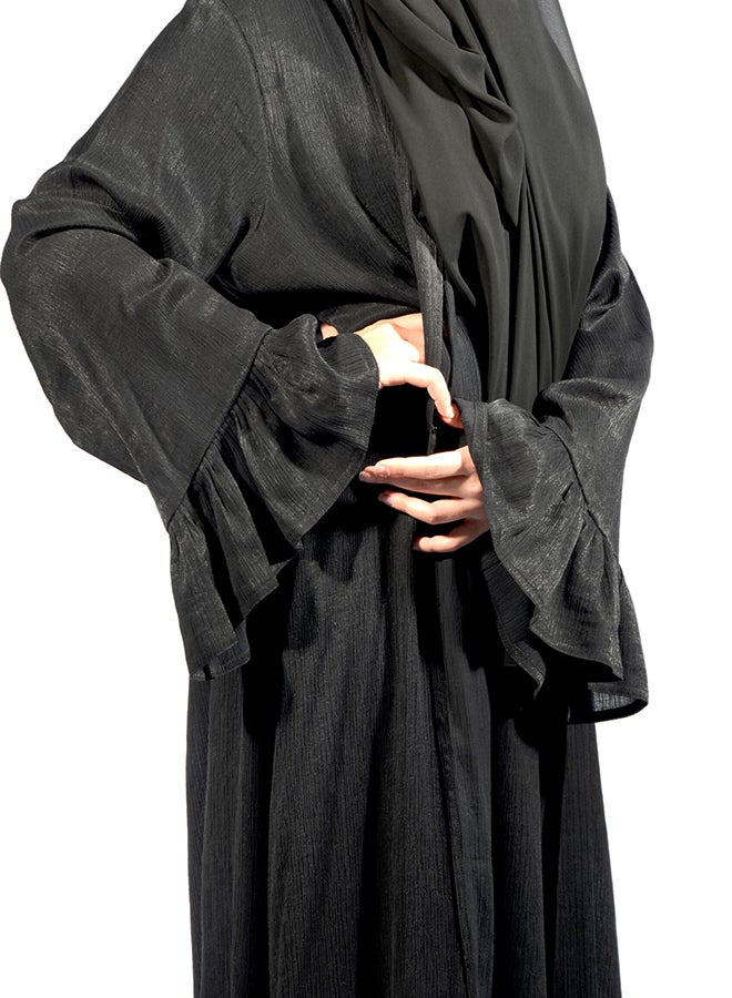 عباية بأكمام جرسيّة أسود - Image 3