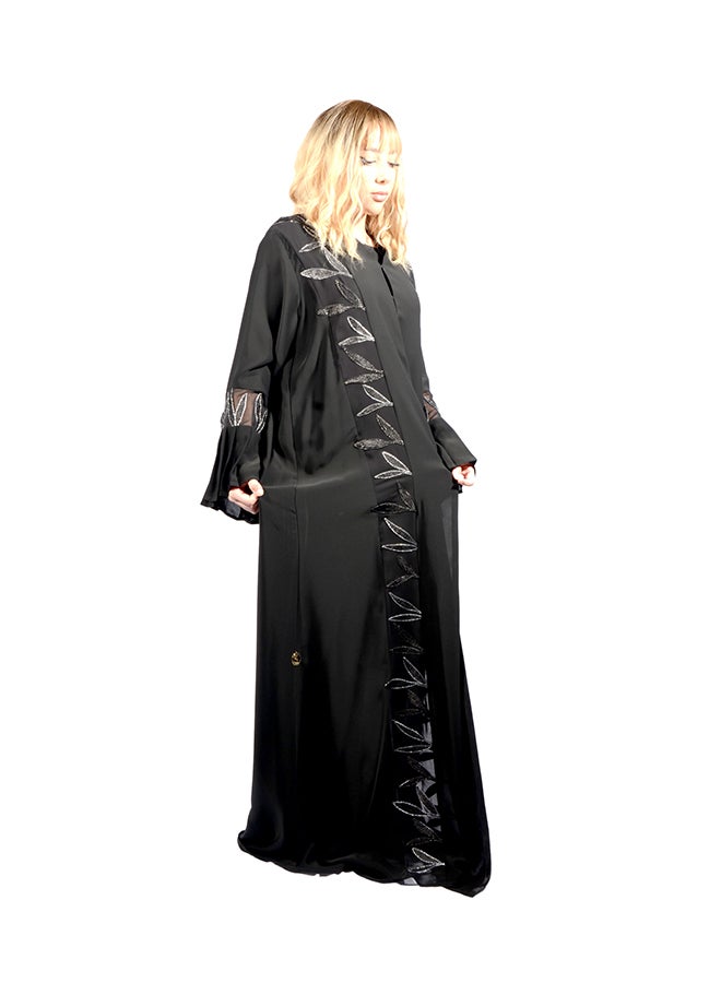 عباية مطرزة بالدانتيل أسود - Image 1