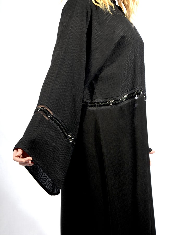 عباية بأكمام جرسيّة أسود - Image 3