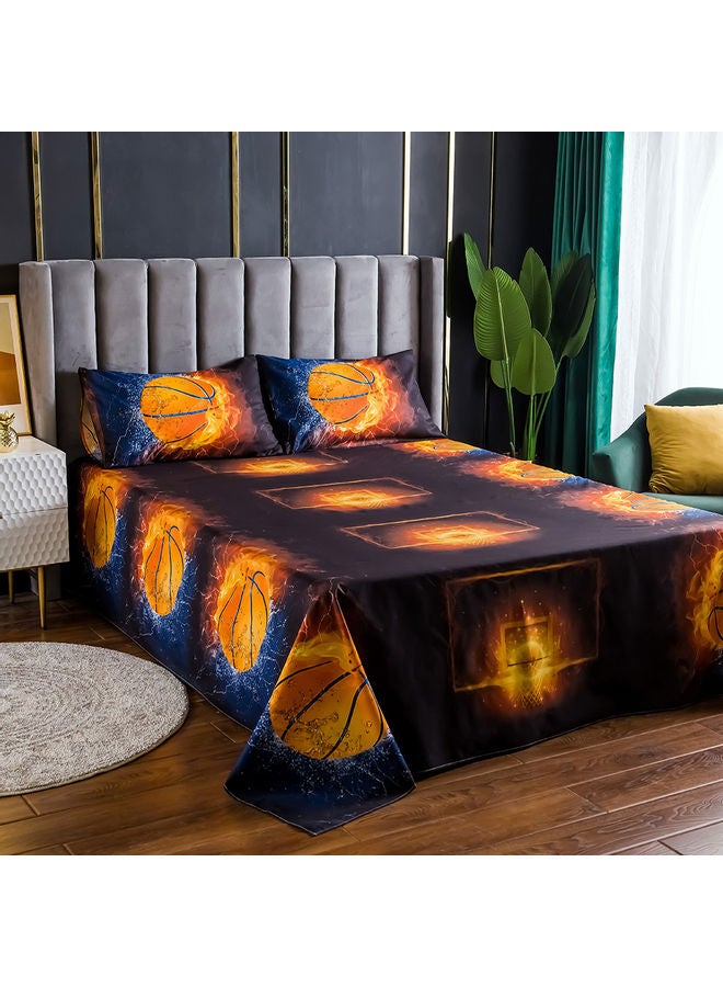 مجموعة شرشف سرير بطبعة ثلاثية الأبعاد وبحوافٍ مطاطية مع غطاء وسادة من 4 قطع polyester متعدد الألوان 45.00 x 8.00 x 35.00سم - Image 4