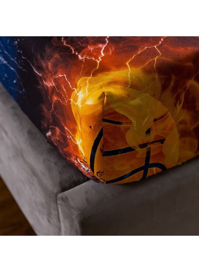 4-Piece 3D Printed Fitted and Bed Sheet with Pillowcase polyester Multicolour 45.00 x 8.00 x 35.00cm