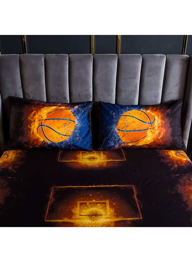 مجموعة شرشف سرير بطبعة ثلاثية الأبعاد وبحوافٍ مطاطية مع غطاء وسادة من 4 قطع polyester متعدد الألوان 45.00 x 8.00 x 35.00سم - Image 2