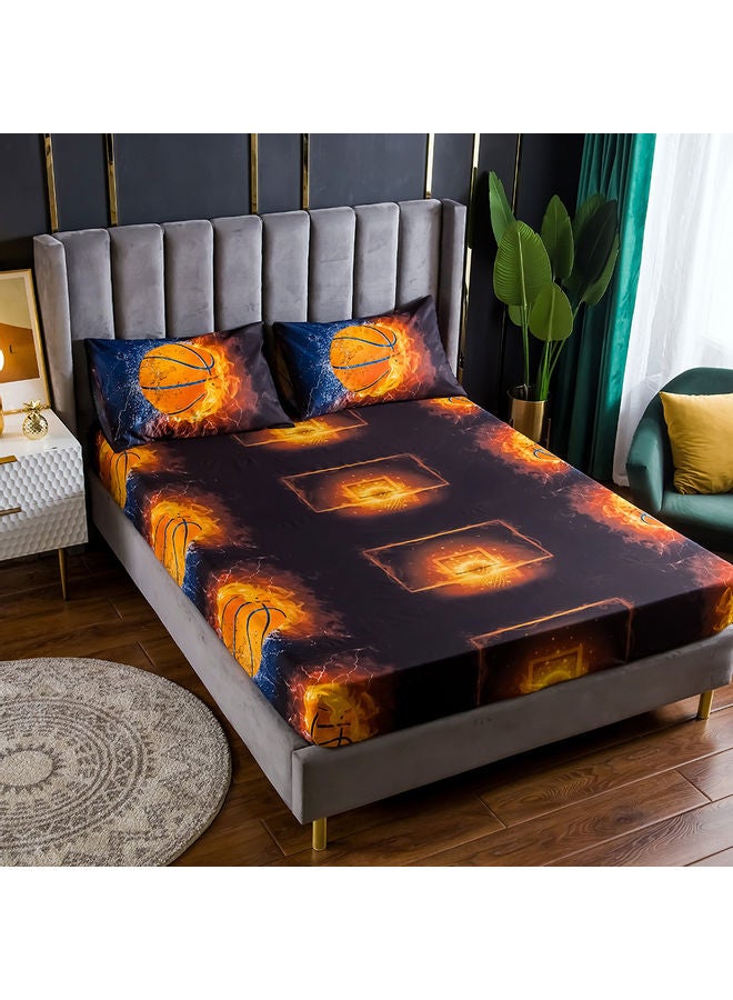 مجموعة شرشف سرير بطبعة ثلاثية الأبعاد وبحوافٍ مطاطية مع غطاء وسادة من 4 قطع polyester متعدد الألوان 45.00 x 8.00 x 35.00سم - Image 5