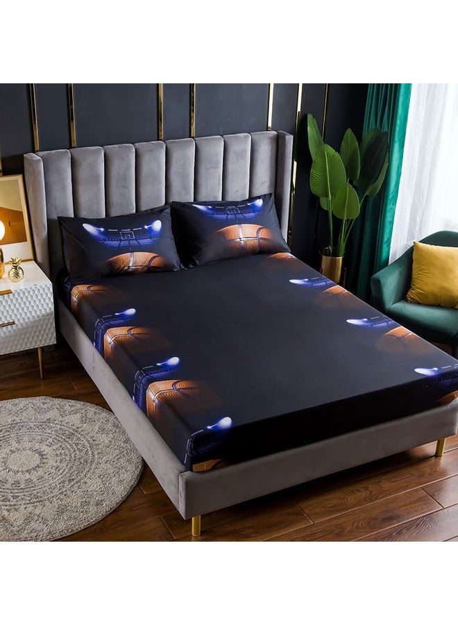 مجموعة شرشف سرير بطبعة ثلاثية الأبعاد وبحوافٍ مطاطية مع غطاء وسادة من 4 قطع polyester متعدد الألوان 45.00 x 8.00 x 35.00سم - Image 3