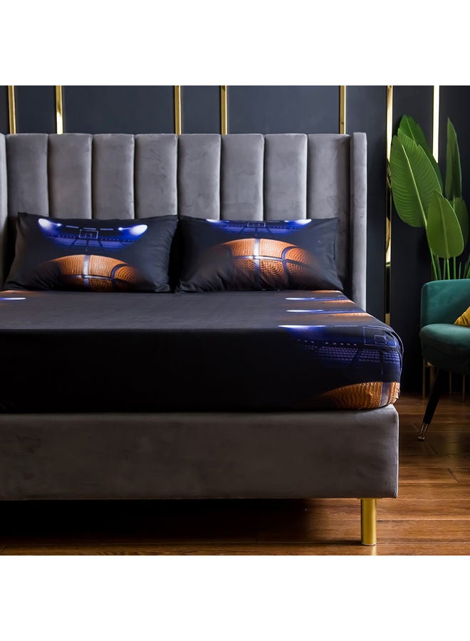 مجموعة شرشف سرير بطبعة ثلاثية الأبعاد وبحوافٍ مطاطية مع غطاء وسادة من 4 قطع polyester متعدد الألوان 45.00 x 8.00 x 35.00سم - Image 2