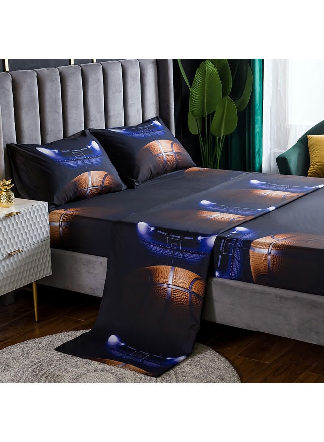 مجموعة شرشف سرير بطبعة ثلاثية الأبعاد وبحوافٍ مطاطية مع غطاء وسادة من 4 قطع polyester متعدد الألوان 45.00 x 8.00 x 35.00سم - Image 5