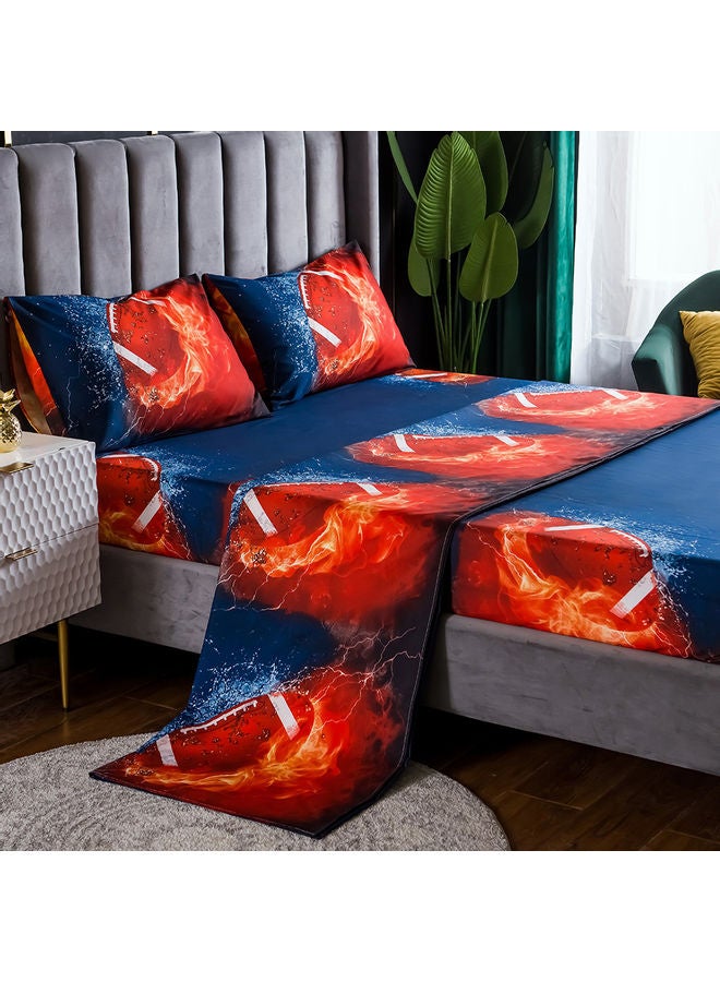 مجموعة شرشف سرير بطبعة ثلاثية الأبعاد وبحوافٍ مطاطية مع غطاء وسادة من 4 قطع polyester متعدد الألوان 45.00 x 8.00 x 35.00سم - Image 2