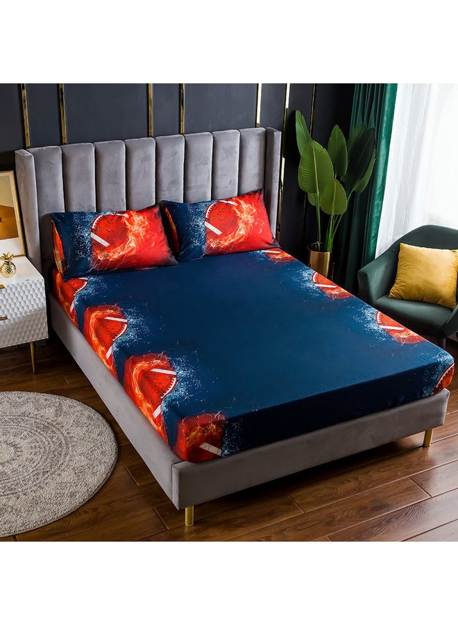 مجموعة شرشف سرير بطبعة ثلاثية الأبعاد وبحوافٍ مطاطية مع غطاء وسادة من 4 قطع polyester متعدد الألوان 45.00 x 8.00 x 35.00سم - Image 5
