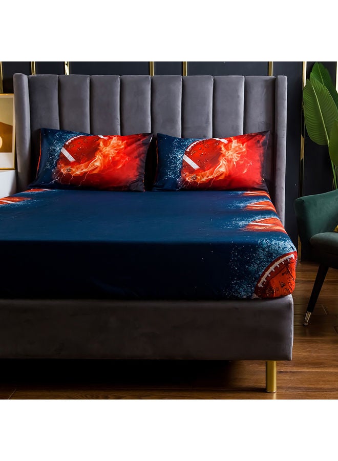 مجموعة شرشف سرير بطبعة ثلاثية الأبعاد وبحوافٍ مطاطية مع غطاء وسادة من 4 قطع polyester متعدد الألوان 45.00 x 8.00 x 35.00سم - Image 3