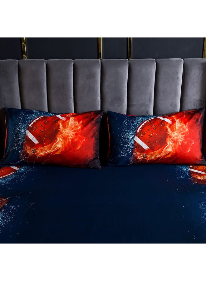مجموعة شرشف سرير بطبعة ثلاثية الأبعاد وبحوافٍ مطاطية مع غطاء وسادة من 4 قطع polyester متعدد الألوان 45.00 x 8.00 x 35.00سم - Image 2