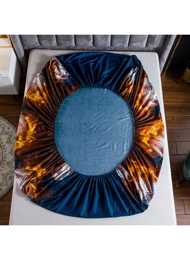 4-Piece 3D Printed Fitted and Bed Sheet with Pillowcase Polyester Multicolour 45.00 x 8.00 x 35.00cm - Image 3