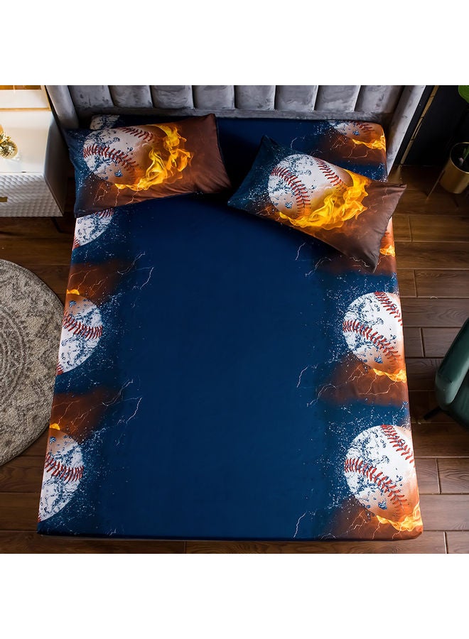 مجموعة شرشف سرير بطبعة ثلاثية الأبعاد وبحوافٍ مطاطية مع غطاء وسادة من 4 قطع polyester متعدد الألوان 45.00 x 8.00 x 35.00سم - Image 4
