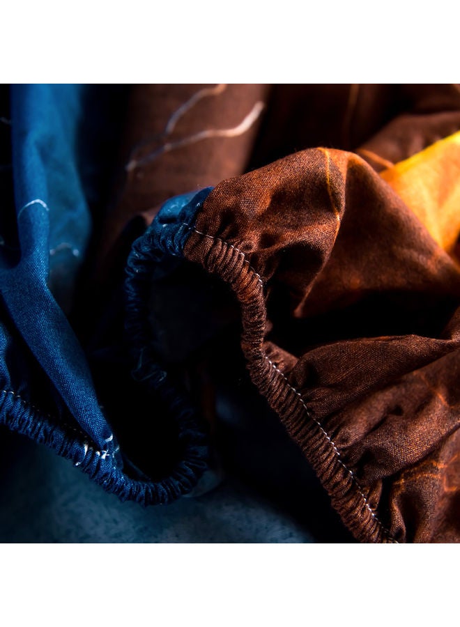مجموعة شرشف سرير بطبعة ثلاثية الأبعاد وبحوافٍ مطاطية مع غطاء وسادة من 4 قطع polyester متعدد الألوان 45.00 x 8.00 x 35.00سم - Image 2